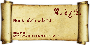 Merk Árpád névjegykártya