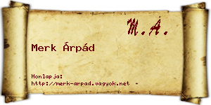 Merk Árpád névjegykártya